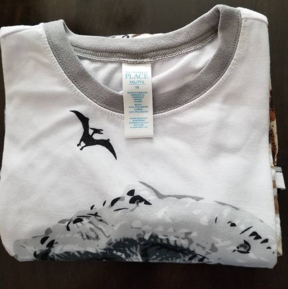 Children's Place Boys size 16 XXL Gray Dinosaur Tank Top and Shorts Pajamas - Picture 6 of 6